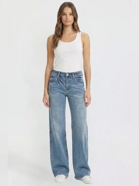 YMI Luxe Bella Wide-Leg Mid-Rise Jeans